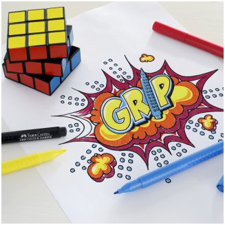 Фломастеры Faber-Castell \"Grip\" трехгранные в наборе из 10цв.,смываемые в пластиковой упаковке