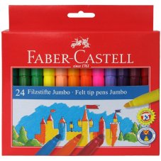Фломастеры Faber-Castell \"Jumbo\", 24цв., утолщенные, смываемые, картон, европодвес
