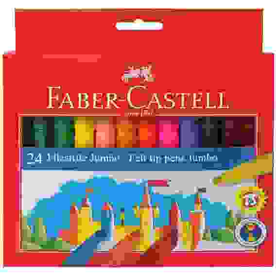 Фломастеры Faber-Castell \"Jumbo\", 24цв., утолщенные, смываемые, картон, европодвес