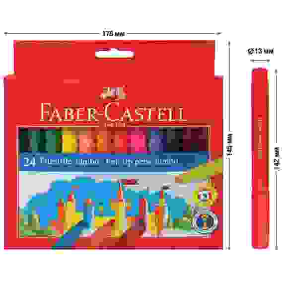 Фломастеры Faber-Castell \"Jumbo\", 24цв., утолщенные, смываемые, картон, европодвес