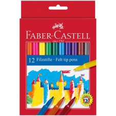 Фломастеры Faber-Castell в наборе из 12 цв., смываемые, в картонной упаковке