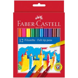 Фломастеры Faber-Castell в наборе из 12 цв., смываемые, в картонной упаковке