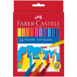 Фломастеры Faber-Castell в наборе из 24 цв., смываемые, в картонной упаковке