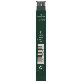 Грифели Faber-Castell \"TK 9071\" для цанговых карандашей, 10шт., 3,15мм, 6B