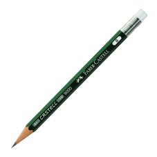 Карандаш Faber-Castell \"Castell 9000\" чернографитный, B, укороченный, с ластиком, заточенный