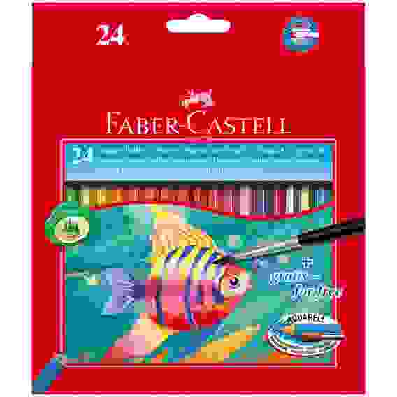 Карандаши Faber-Castell акварельные, набор из 24 цветов и кисти, картонная коробка