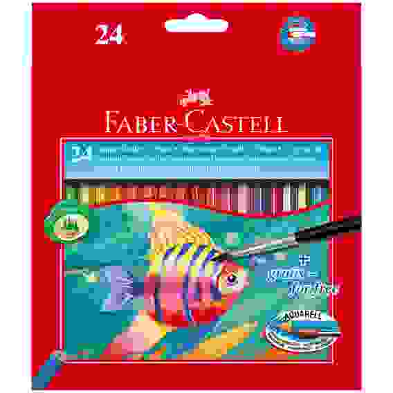 Карандаши Faber-Castell акварельные, набор из 24 цветов и кисти, картонная коробка