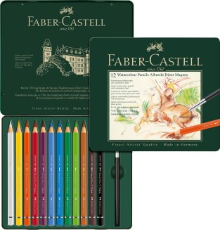 Карандаши акварельные художественные Faber-Castell \"Albrecht Dürer Magnus\" 12цв,утолщ.,заточ.,метал.