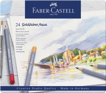 Карандаши Faber-Castell \"Goldfaber Aqua\" акварельные художественные, набор из 24 цв.в метал. коробке