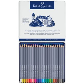 Карандаши Faber-Castell \"Goldfaber Aqua\" акварельные художественные, набор из 24 цв.в метал. коробке