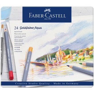Карандаши Faber-Castell \"Goldfaber Aqua\" акварельные художественные, набор из 24 цв.в метал. коробке