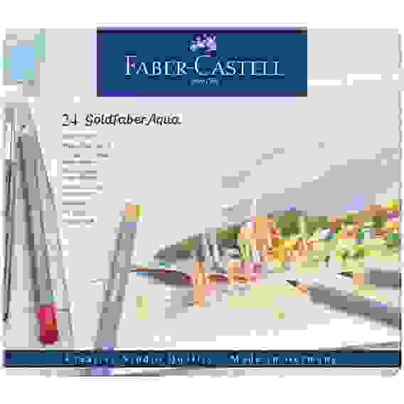 Карандаши Faber-Castell \"Goldfaber Aqua\" акварельные художественные, набор из 24 цв.в метал. коробке