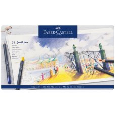 Карандаши Faber-Castell \"Goldfaber\" цветные, круглые, набор из 36 цветов в металлической коробке