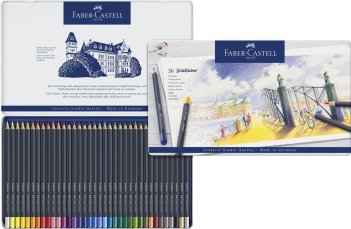 Карандаши Faber-Castell \"Goldfaber\" цветные, круглые, набор из 36 цветов в металлической коробке