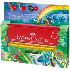 Карандаши Faber-Castell \"Grip Jungle\" цветные, трехгранные, набор из 16цв., ч/г карандаша и точилки