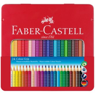 Карандаши Faber-Castell \"Grip\" цветные, трехгранные, набор из 24 цветов в металлической упаковке