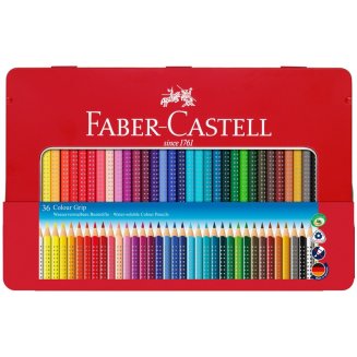 Карандаши цветные Faber-Castell \"Grip\", 36цв., трехгран., заточен., метал. упак.