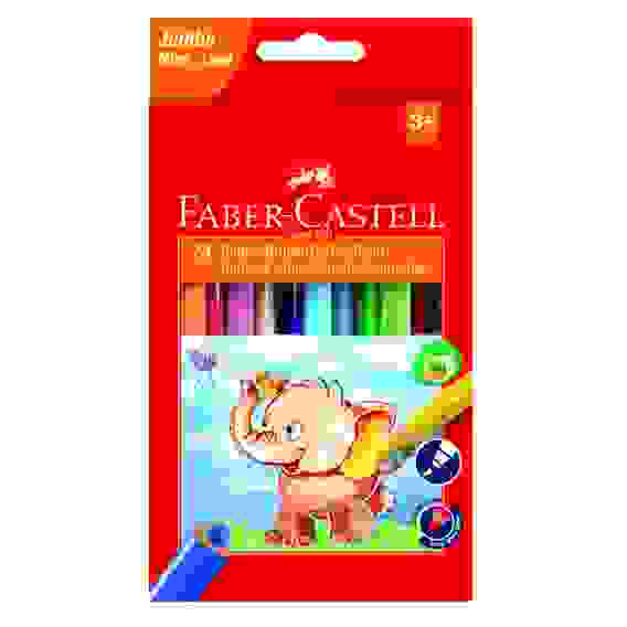 Карандаши Faber-Castell \"Jumbo\" цветные, трехгранные, утолщенные, 24 цветов с точилкой в карт.уп.