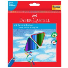 Карандаши Faber-Castell цветные, набор из 48 цветов, трехгранные, с точилкой, в карт.упаковке