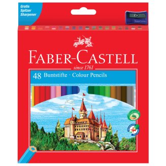 Карандаши Faber-Castell цветные, набор из 48 цветов, в карт.упаковке, с точилкой