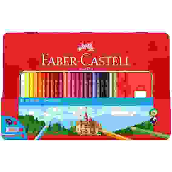 Карандаши цветные Faber-Castell, 48цв.+4, заточен., метал. кор., с ластиком, точилкой