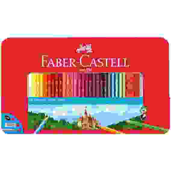 Карандаши Faber-Castell цветные, набор из 60 цв., 2 ч.карандашей, ластика и точилки в метал.коробке