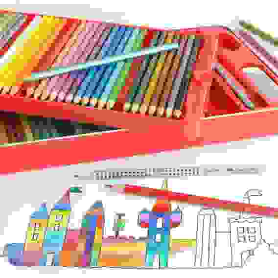 Карандаши Faber-Castell цветные, набор из 60 цв., 2 ч.карандашей, ластика и точилки в метал.коробке