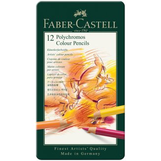 Карандаши цветные художественные Faber-Castell \"Polychromos\" 12цв., заточен., метал. коробка