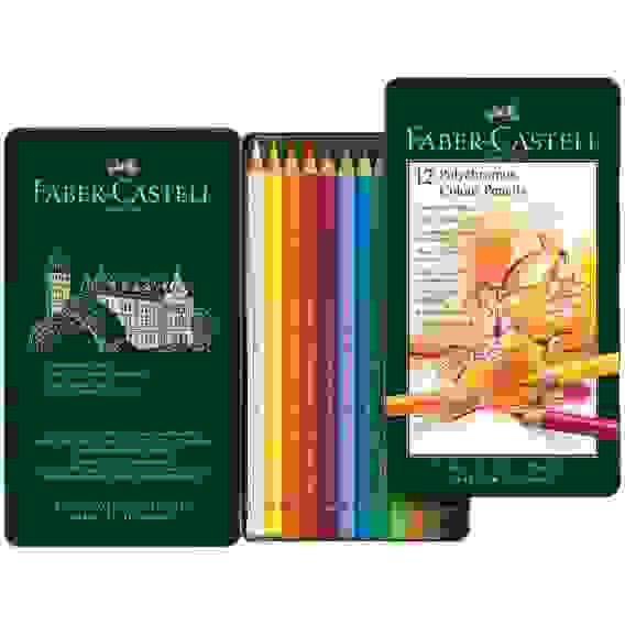 Карандаши цветные художественные Faber-Castell \"Polychromos\" 12цв., заточен., метал. коробка