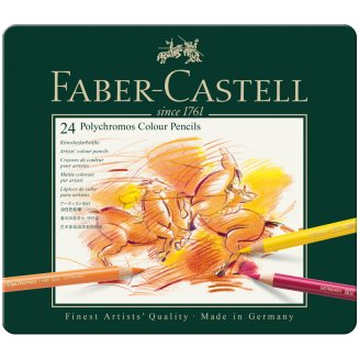 Карандаши Faber-Castell \"Polychromos\" цветные художественные, набор из 24 цветов в метал.коробке