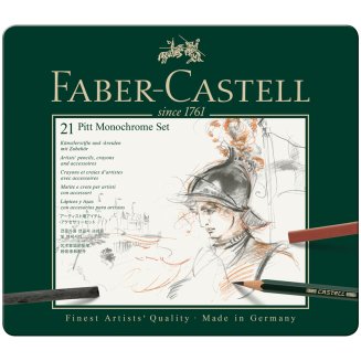 Художественные изделия Faber-Castell \"Pitt Monochrome\" в наборе из 21 предмет, в метал.коробке