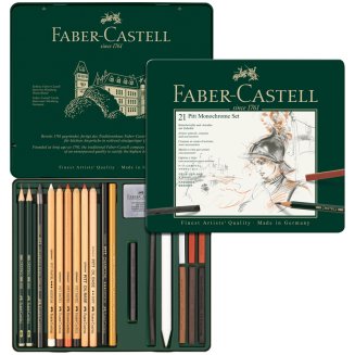 Художественные изделия Faber-Castell \"Pitt Monochrome\" в наборе из 21 предмет, в метал.коробке