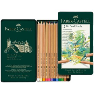Пастельные карандаши Faber-Castell \"Pitt Pastel\" 12цв., метал. коробка