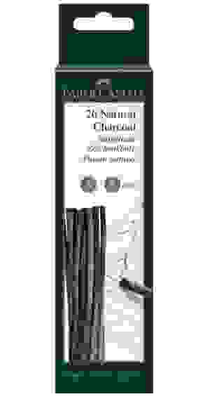 Уголь Faber-Castell \"Pitt\" натуральный круглый, в наборе 20 шт, диаметр 3-6 мм в картонной упаковке