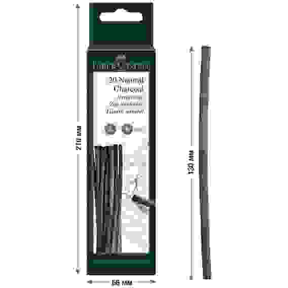 Уголь Faber-Castell \"Pitt\" натуральный круглый, в наборе 20 шт, диаметр 3-6 мм в картонной упаковке