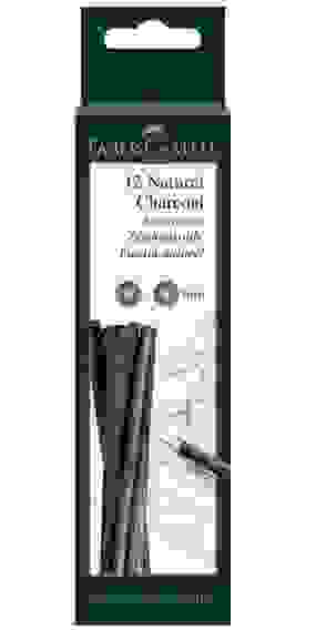 Уголь Faber-Castell \"Pitt\" натуральный круглый, в наборе 12 шт, диаметр 5-8 мм в картонной упаковке