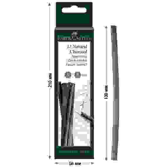 Уголь Faber-Castell \"Pitt\" натуральный круглый, в наборе 12 шт, диаметр 5-8 мм в картонной упаковке