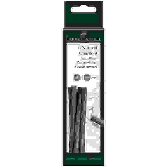 Уголь Faber-Castell \"Pitt\" натуральный круглый, в наборе 6 шт, диаметр 6-11 мм в картонной упаковке
