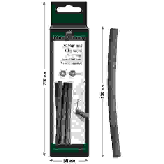 Уголь Faber-Castell \"Pitt\" натуральный круглый, в наборе 6 шт, диаметр 6-11 мм в картонной упаковке