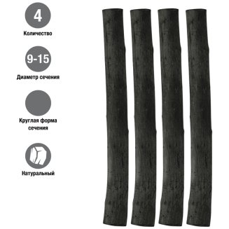 Уголь Faber-Castell \"Pitt\" натуральный круглый, в наборе 4 шт, диамерт 9-15 мм в картонной упаковке