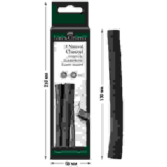 Уголь Faber-Castell \"Pitt\" натуральный круглый, в наборе 4 шт, диамерт 9-15 мм в картонной упаковке