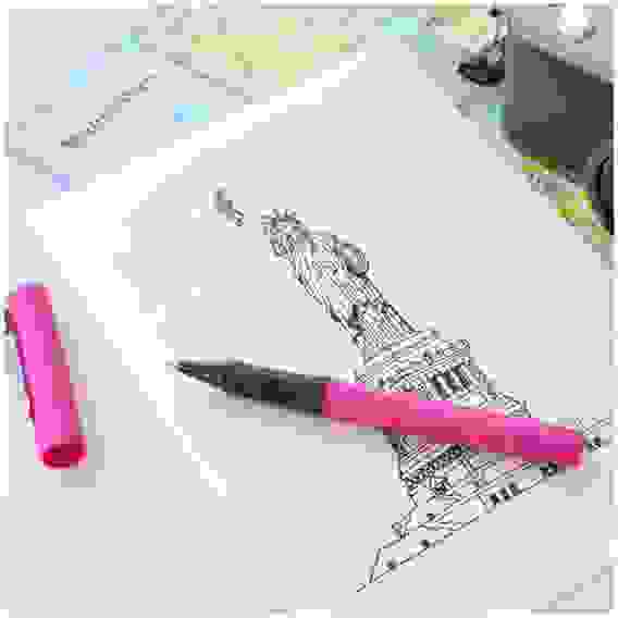 Ручка Faber-Castell \"Grip 2010\" капиллярная, чернила синие, корпус розово-оранжевый